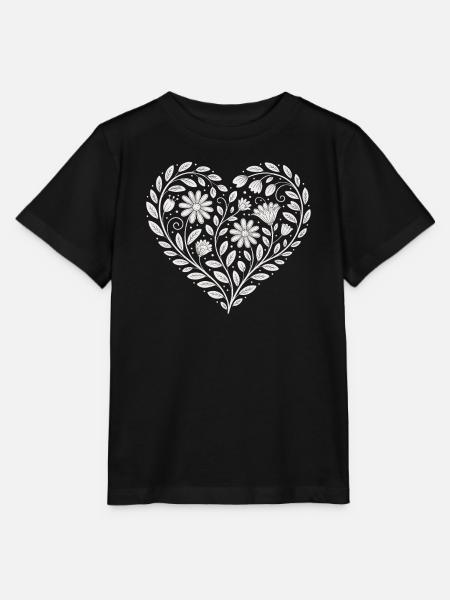 Blumenherz Muster Florist - Stanley/Stella Kinder T-Shirt MINI CREATOR - Schwarz