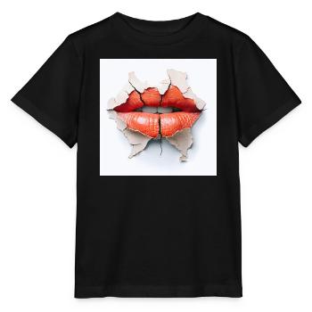 Bold lips on cracked wall - Stanley/Stella MINI CREATOR Kids’ T-Shirt - black - Front - Mikhail (115cm)