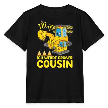 Je vais bientôt devenir grand cousin 2026 excavateur plus grand - T-shirt bio MINI CREATOR Stanley/Stella Enfant - noir - Devant - Mikhail (115cm)