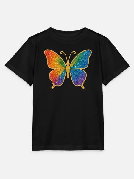 Glitzernder Regenbogen-Schmetterling - Stanley/Stella Kinder T-Shirt MINI CREATOR  - Schwarz