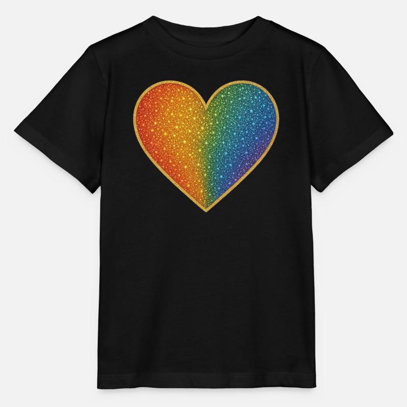 Funkelndes Regenbogenherz Design - Stanley/Stella Kinder T-Shirt MINI CREATOR  - Schwarz