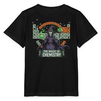 Hexe mit Zaubertränken und Periodensystem - Stanley/Stella Kinder T-Shirt MINI CREATOR  - Schwarz - Vorne - Mikhail (115cm)