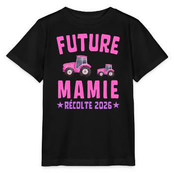 Zukünftige Oma im Jahr 2026 Pink Traktor - Stanley/Stella Kinder T-Shirt MINI CREATOR  - Schwarz - Vorne - Mikhail (115cm)