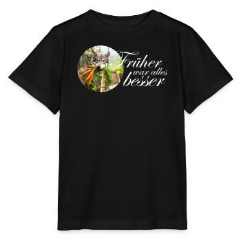 Dog Wolf with Carrots Saying Design Funny Down - Stanley/Stella MINI CREATOR Kids’ T-Shirt - black - Front - Mikhail (115cm)