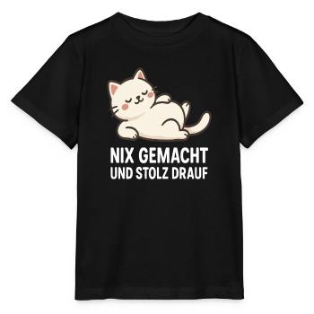 Motif de chat avec un dicton confiant - T-shirt bio MINI CREATOR Stanley/Stella Enfant - noir - Devant - Mikhail (115cm)