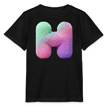 Lettre H en aspect fourrure pastel et dégradé de couleurs - T-shirt bio MINI CREATOR Stanley/Stella Enfant - noir - Devant - Mikhail (115cm)