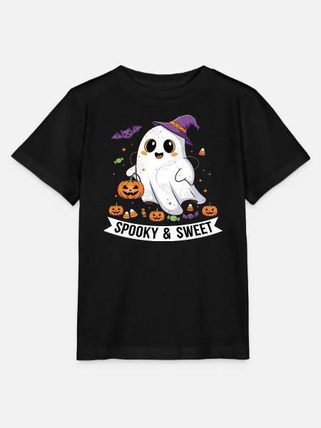 Niedlicher Halloween-Geist mit Kürbiskorb - Stanley/Stella Kinder T-Shirt MINI CREATOR  - Schwarz