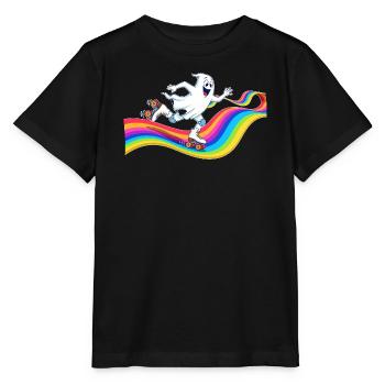Un fantôme patine à roulettes sur une patinoire arc-en-ciel - T-shirt bio MINI CREATOR Stanley/Stella Enfant - noir - Devant - Mikhail (115cm)