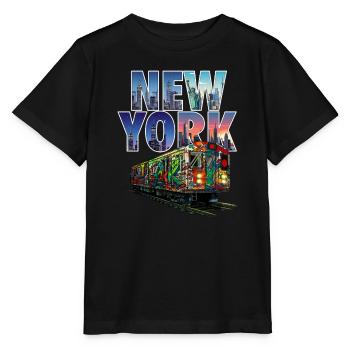Hommage à la culture de rue de la capitale du hip-hop de New York - T-shirt bio MINI CREATOR Stanley/Stella Enfant - noir - Devant - Mikhail (115cm)