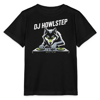 DJ Howlstep Wolf Am Pult EDM Rave Vibes - Stanley/Stella Kinder T-Shirt MINI CREATOR  - Schwarz - Vorne - Mikhail (115cm)
