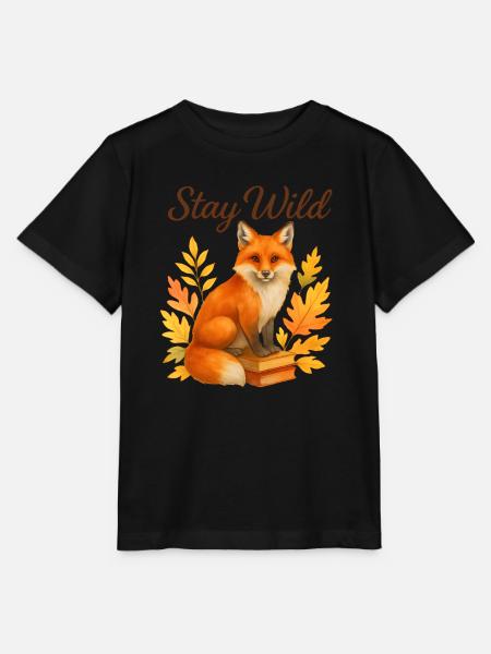  Stay Wild – Herbstlicher Fuchs - Stanley/Stella Kinder T-Shirt MINI CREATOR  - Schwarz