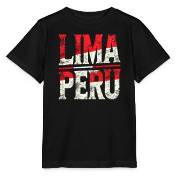 Lettrage rétro de Lima, Pérou - T-shirt bio MINI CREATOR Stanley/Stella Enfant - noir - Devant - Mikhail (115cm)