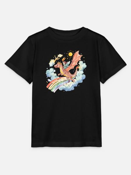 Mädchen mit Drachen und Regenbogen - Stanley/Stella Kinder T-Shirt MINI CREATOR - Schwarz
