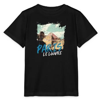 Pyramide du Louvre et Monuments de Paris - T-shirt bio MINI CREATOR Stanley/Stella Enfant - noir - Devant - Mikhail (115cm)