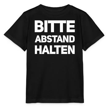 Bitte Abstand Halten Corona Krise Hinweis - Stanley/Stella Kinder T-Shirt MINI CREATOR  - Schwarz - Vorne - Mikhail (115cm)