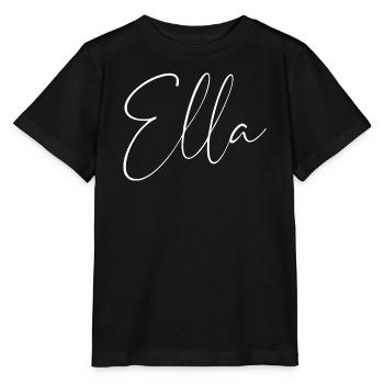 Ella / Conception du nom de l’écriture manuscrite (Blanc) - T-shirt bio MINI CREATOR Stanley/Stella Enfant - noir - Devant - Mikhail (115cm)