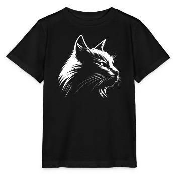 Katze weiß :-) - Stanley/Stella Kinder T-Shirt MINI CREATOR  - Schwarz - Vorne - Mikhail (115cm)