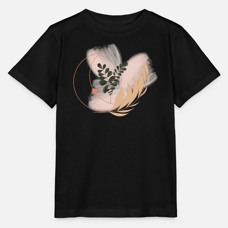 Florale Pastel Cercle Feuilles - T-shirt bio MINI CREATOR Stanley/Stella Enfant - noir