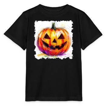 Colorful Pumpkin Jack-O-Lantern - Stanley/Stella MINI CREATOR Kids’ T-Shirt - black - Front - Mikhail (115cm)