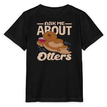 Seeotter Cartoon Frag Mich Über Otter - Stanley/Stella Kinder T-Shirt MINI CREATOR  - Schwarz - Vorne - Mikhail (115cm)