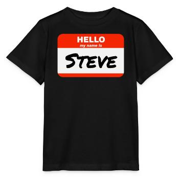 Bonjour, je m’appelle Steve Étiquette Étiquette Étiquette - T-shirt bio MINI CREATOR Stanley/Stella Enfant - noir - Devant - Mikhail (115cm)