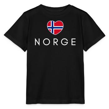 Herz mit norwegischer Flagge, norwegischer Stolz - Stanley/Stella Kinder T-Shirt MINI CREATOR  - Schwarz - Vorne - Mikhail (115cm)