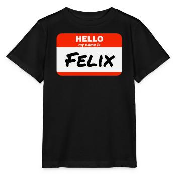 Bonjour, je m’appelle Felix Étiquette Étiquette Étiquette - T-shirt bio MINI CREATOR Stanley/Stella Enfant - noir - Devant - Mikhail (115cm)
