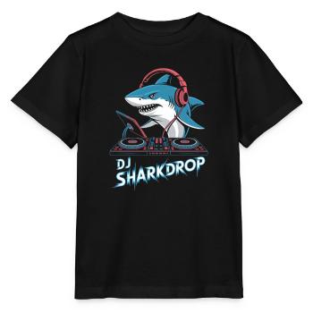 DJ SHARKDROP Hai DJ avec des écouteurs à la table de mixage - T-shirt bio MINI CREATOR Stanley/Stella Enfant - noir - Devant - Mikhail (115cm)