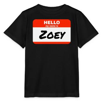 Bonjour, je m’appelle Zoey Étiquette Nom Étiquette - T-shirt bio MINI CREATOR Stanley/Stella Enfant - noir - Devant - Mikhail (115cm)