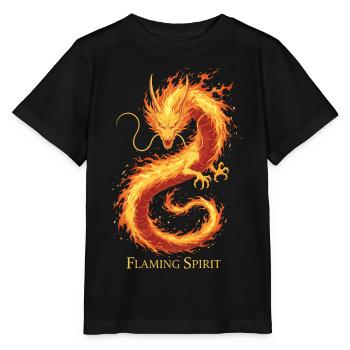 Dragon fantôme enflammé - T-shirt bio MINI CREATOR Stanley/Stella Enfant - noir - Devant - Mikhail (115cm)