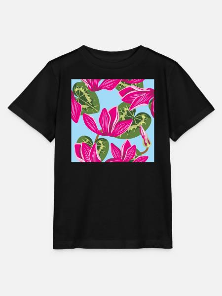 Helles Muster mit Alpenveilchenblüten - Stanley/Stella Kinder T-Shirt MINI CREATOR  - Schwarz
