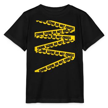 Crime Scene Barrier Tape T-Shirt - Stanley/Stella MINI CREATOR Kids’ T-Shirt - black - Front - Mikhail (115cm)