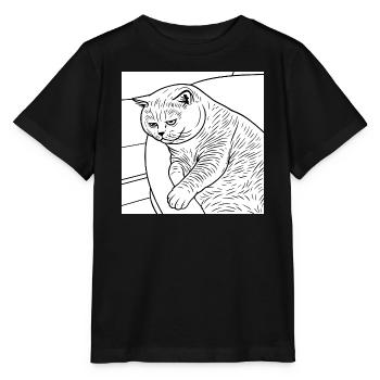 Linienzeichnung Entspannter Stubentiger - Stanley/Stella Kinder T-Shirt MINI CREATOR  - Schwarz - Vorne - Mikhail (115cm)