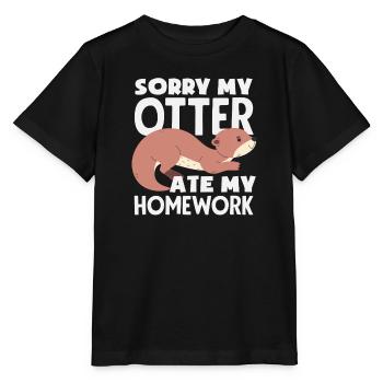Seeotter Cartoon Hausaufgaben - Stanley/Stella Kinder T-Shirt MINI CREATOR  - Schwarz - Vorne - Mikhail (115cm)