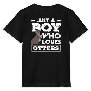 Seeotter Cartoon Junge Liebt Otter Grafik - Stanley/Stella Kinder T-Shirt MINI CREATOR  - Schwarz - Vorne - Mikhail (115cm)