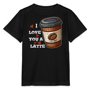 J'adore un latte - T-shirt bio MINI CREATOR Stanley/Stella Enfant - noir - Devant - Mikhail (115cm)