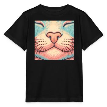 Retro Katzennase – Bunte Schnurrhaare Illustration - Stanley/Stella Kinder T-Shirt MINI CREATOR  - Schwarz - Vorne - Mikhail (115cm)