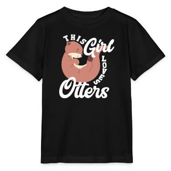 Sea Otter Cartoon Girl - Stanley/Stella MINI CREATOR Kids’ T-Shirt - black - Front - Mikhail (115cm)