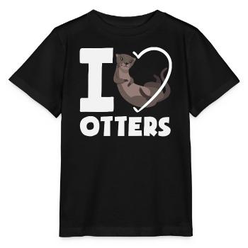 Seeotter Cartoon Herz - Stanley/Stella Kinder T-Shirt MINI CREATOR  - Schwarz - Vorne - Mikhail (115cm)