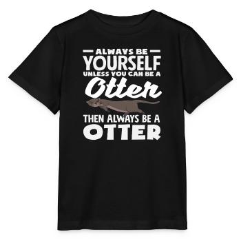 Sea Otter Cartoon Gift - Stanley/Stella MINI CREATOR Kids’ T-Shirt - black - Front - Mikhail (115cm)