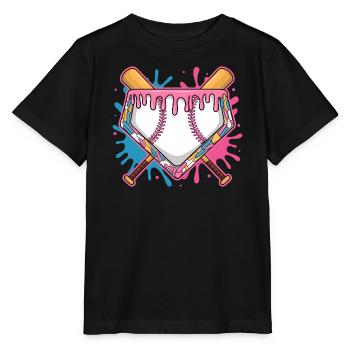 Plaque de baseball avec glaçage rose et batte - T-shirt bio MINI CREATOR Stanley/Stella Enfant - noir - Devant - Mikhail (115cm)