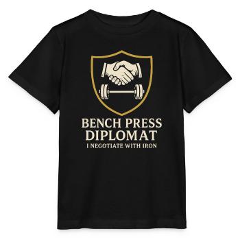 Drôle de développé couché Meme Spot Me Bro Powerlifting - T-shirt bio MINI CREATOR Stanley/Stella Enfant - noir - Devant - Mikhail (115cm)