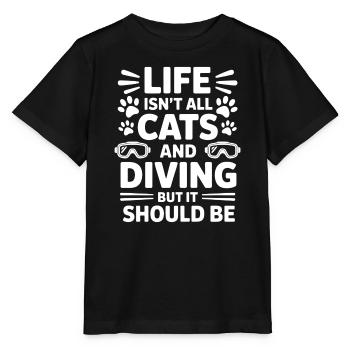 Diving Saying Cats Funny Diving Gift - Stanley/Stella MINI CREATOR Kids’ T-Shirt - black - Front - Mikhail (115cm)