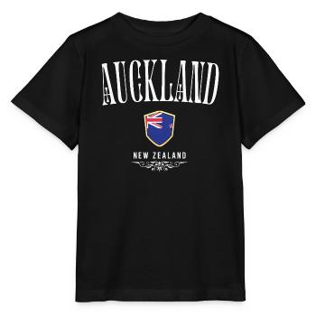 Auckland, Nouvelle-Zélande, design minimaliste - T-shirt bio MINI CREATOR Stanley/Stella Enfant - noir - Devant - Mikhail (115cm)