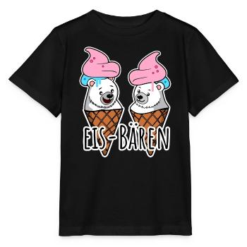 Zwei leckere Eis Bären an der Eisdiele - Stanley/Stella Kinder T-Shirt MINI CREATOR  - Schwarz - Vorne - Mikhail (115cm)