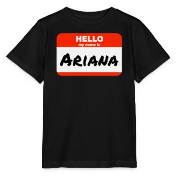 Bonjour, je m’appelle Ariana Étiquette Étiquette Nom Étiquette - T-shirt bio MINI CREATOR Stanley/Stella Enfant - noir - Devant - Mikhail (115cm)