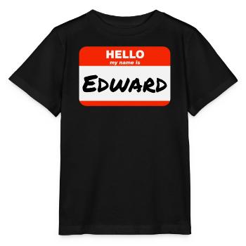 Hello My Name Is Edward Etikett Namensschild - Stanley/Stella Kinder T-Shirt MINI CREATOR  - Schwarz - Vorne - Mikhail (115cm)