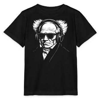 Portrait vintage de philosophe allemand Schopenhauer - T-shirt bio MINI CREATOR Stanley/Stella Enfant - noir - Devant - Mikhail (115cm)