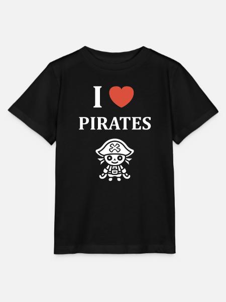 Ich liebe Piraten Maskottchen - Stanley/Stella Kinder T-Shirt MINI CREATOR - Schwarz