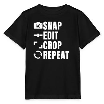 Snap Edit Crop Repeat éditeur et contenu vedio - T-shirt bio MINI CREATOR Stanley/Stella Enfant - noir - Devant - Mikhail (115cm)